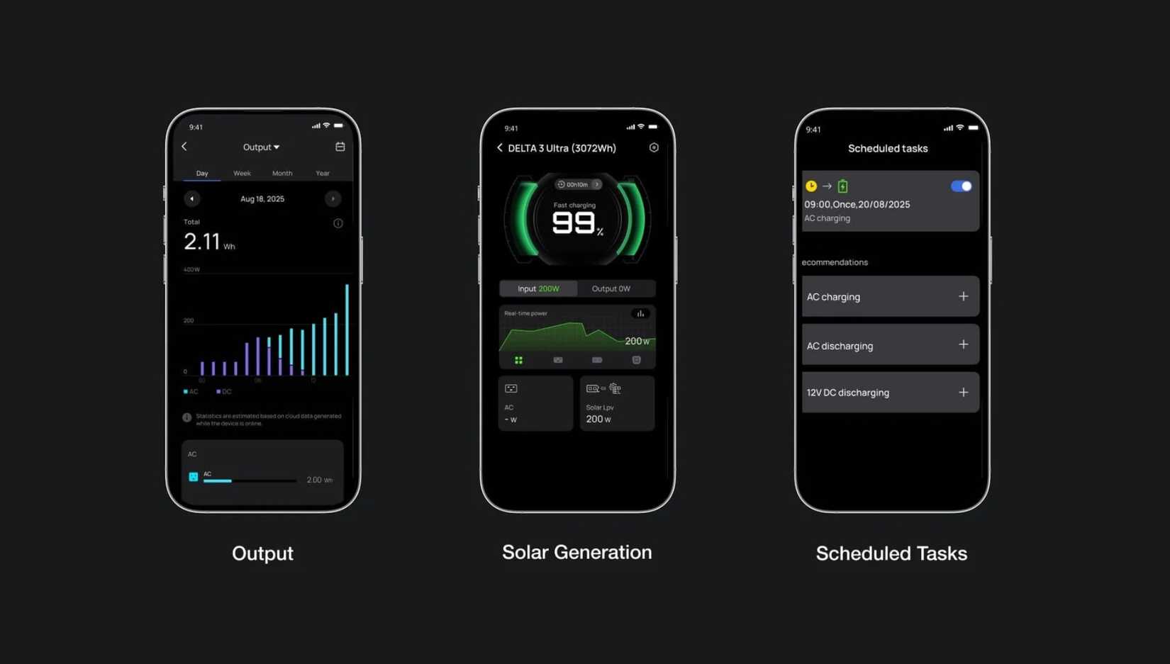 EcoFlow app showing its features. 
