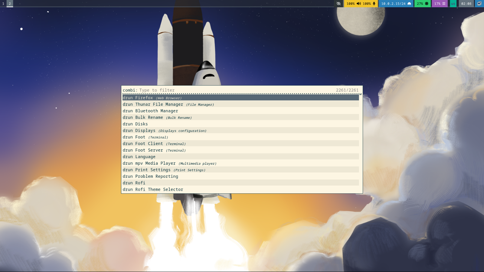 Fedora Sway dmenu for launching apps.