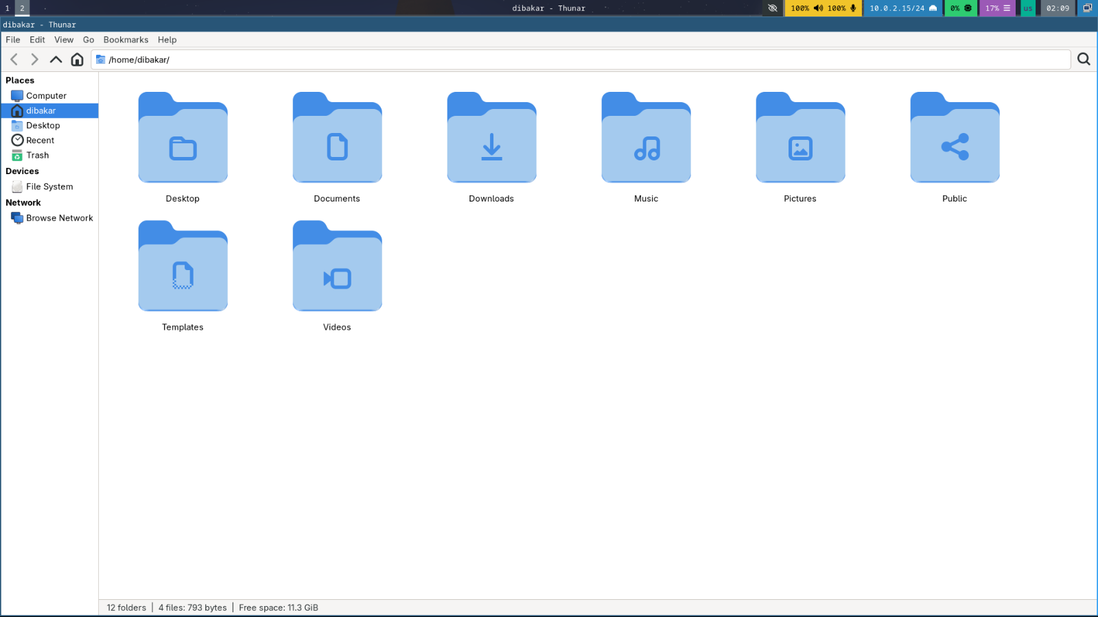 Fedora Sway running the Thunnar file manager.
