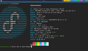 Fedora Sway using the foot terminal running fastfetch.
