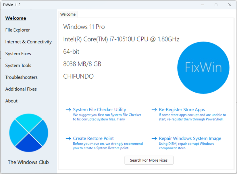 FixWin 11 on Windows 11
