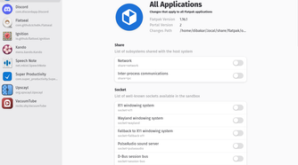 Flatseal user interface overview.
