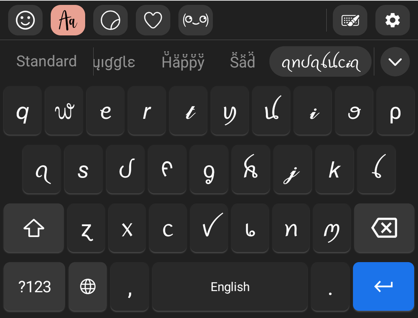 Fonts Art keyboard.