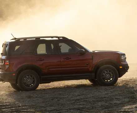 Side profile action shot of a 2021 Ford Bronco Sport