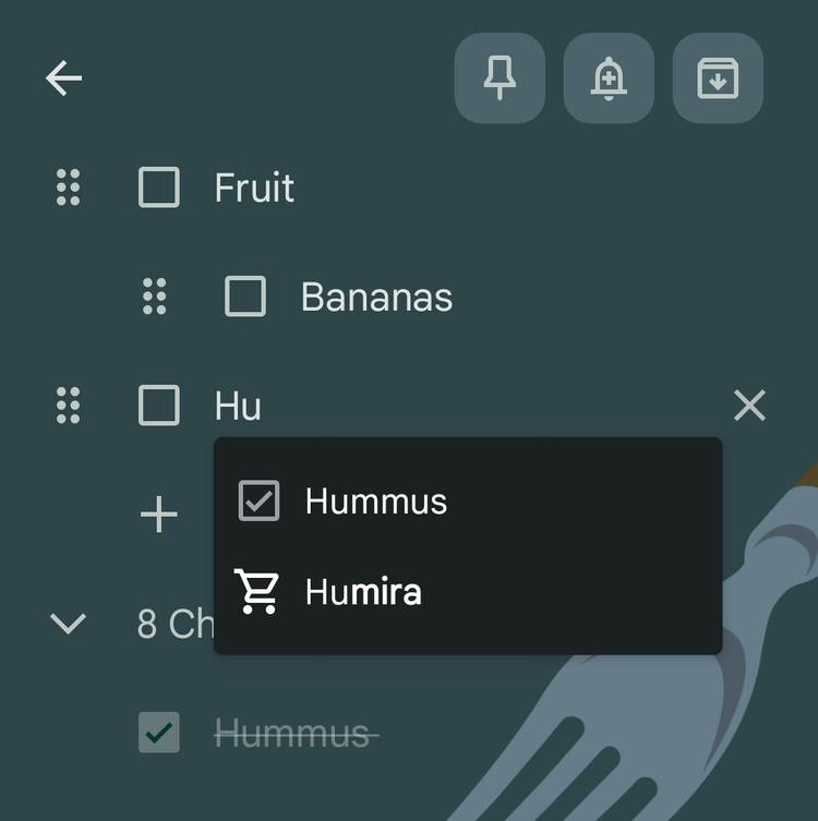 Adding a previously checked item in a Google Keep checklist.