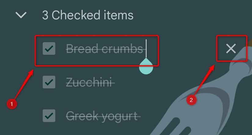 Remove a checked item from a Google Keep checklist. 