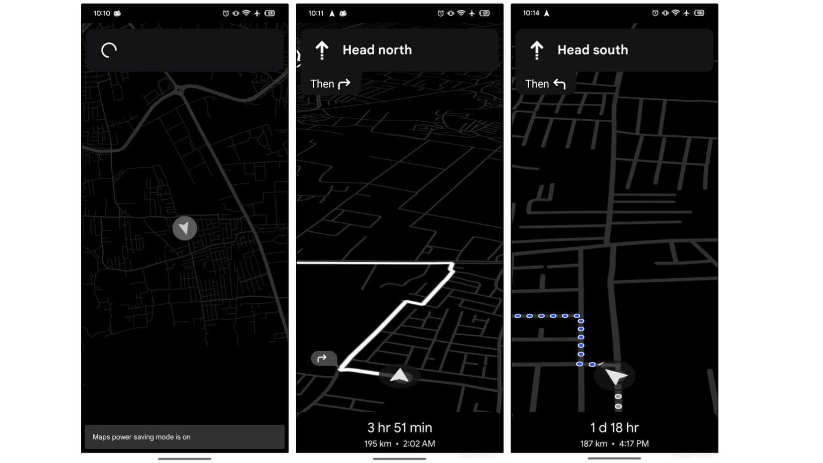 Google Maps power saving mode