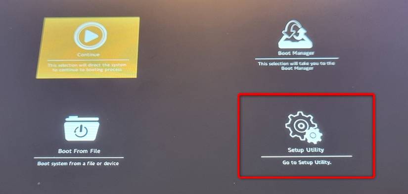 Tela inicial do BIOS do Steam Deck.