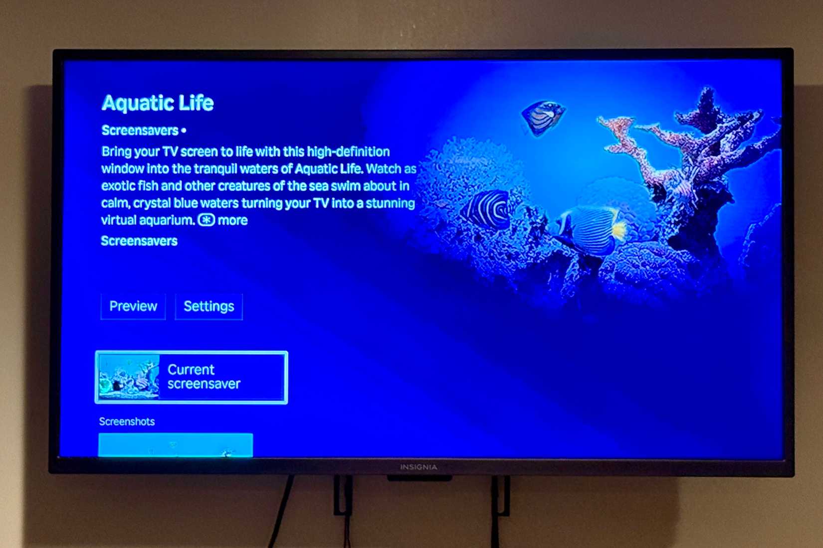 Setting the Aquatic Life screensaver to your Roku screensaver.