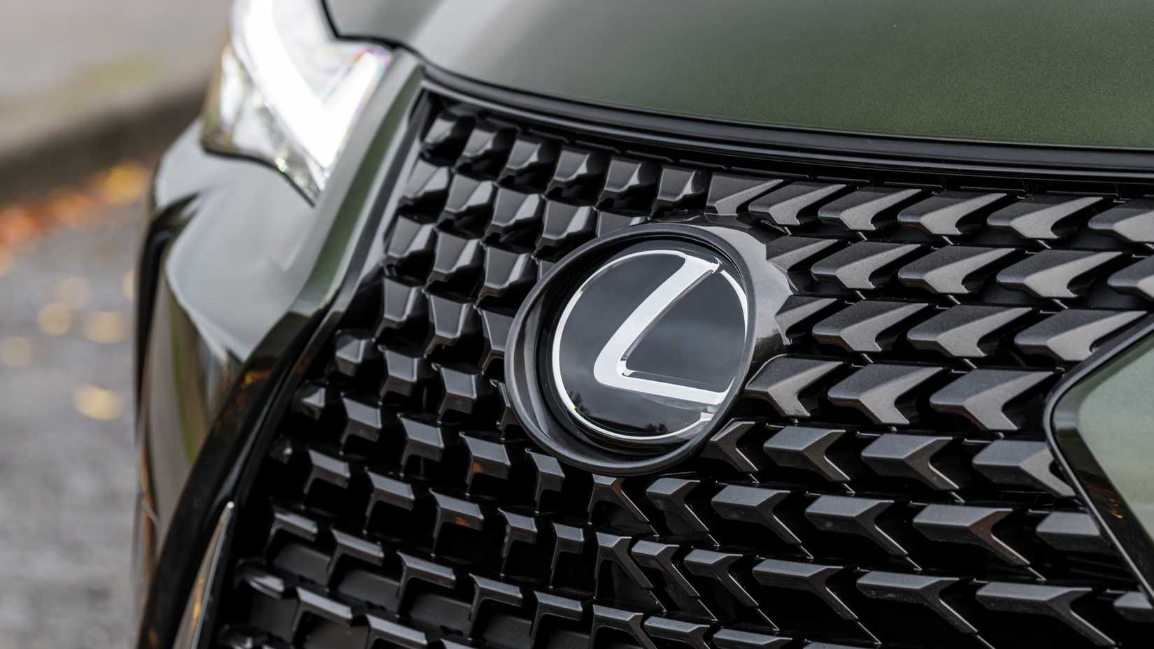 Close up of the front badge on a 2019 Lexus UX