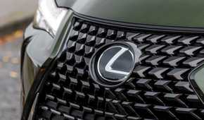 Close up of the front badge on a 2019 Lexus UX