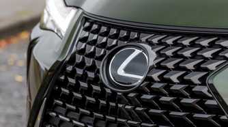 Close up of the front badge on a 2019 Lexus UX