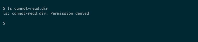 Uma mensagem de erro do comando ls dizendo “Permissão negada.