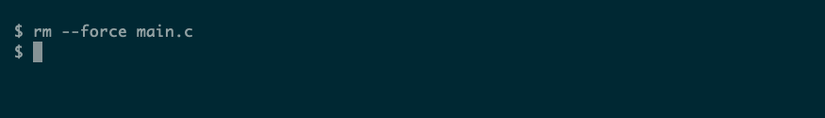 With the --force option, the rm command removes a write-protected file with no feedback or errors.