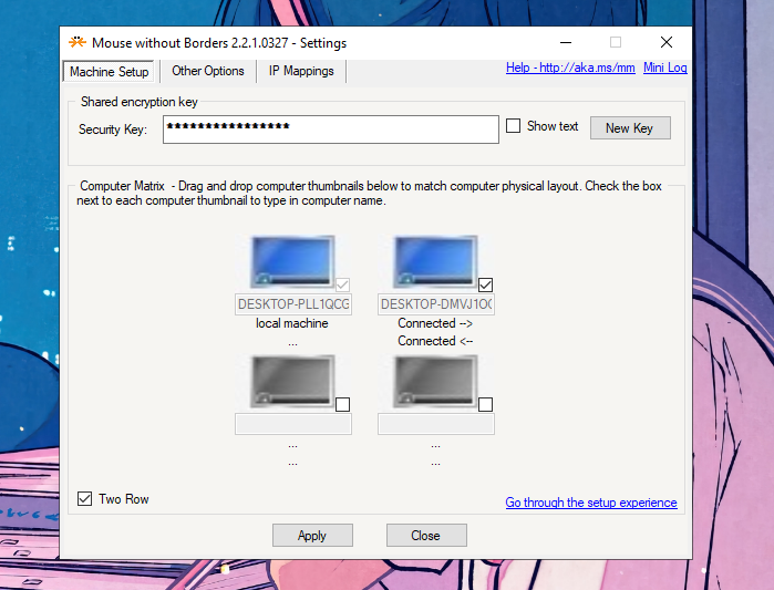 Mouse Sem Fronteiras duas fileiras de monitores.