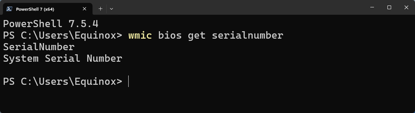 Nenhum número de série visível no terminal.