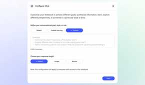 NotebookLM being configured to fit a role and goal by a user
