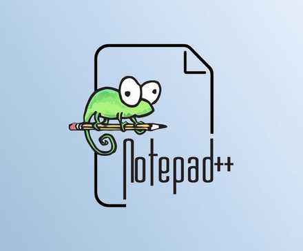Notepad++ logo on a blue background