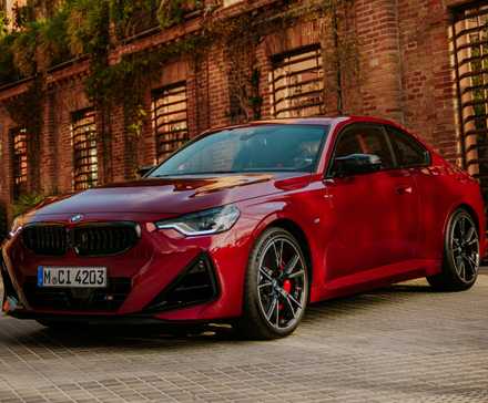 Front 3/4 shot of a 2025 BMW M240i