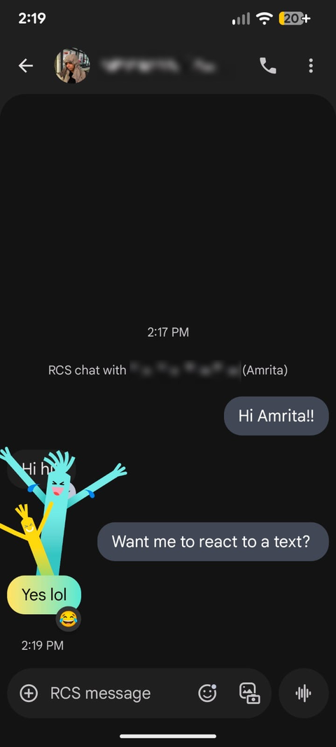 Reaction Effects on Google Messages. 