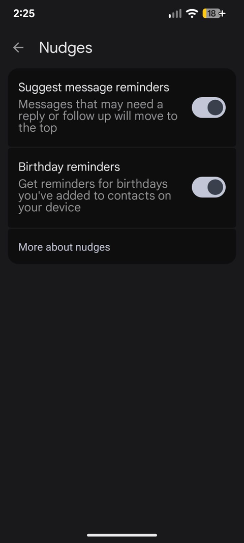 Enabling Nudges on Google Messages. 