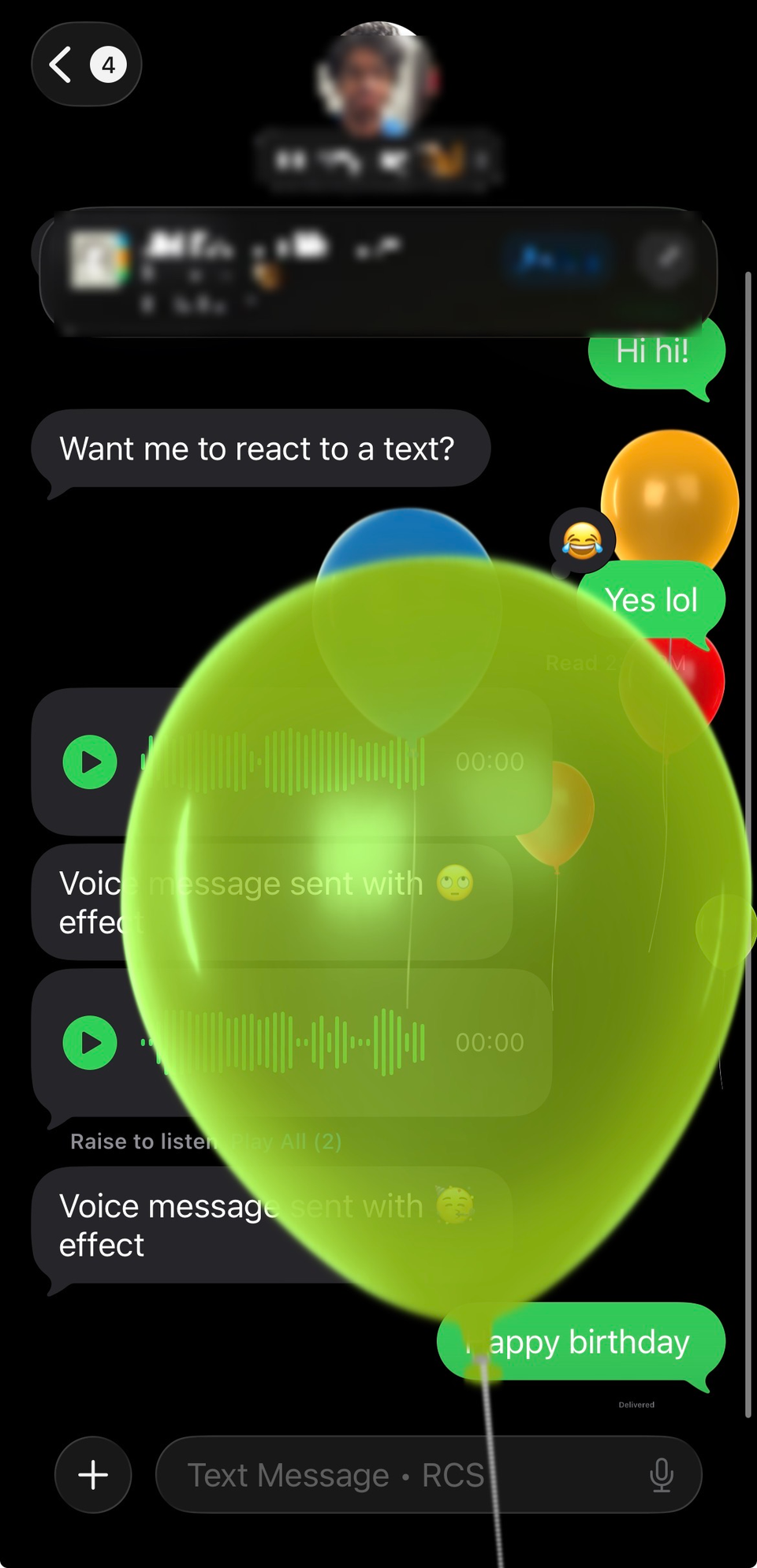 Screen Effects on Apple Messages.