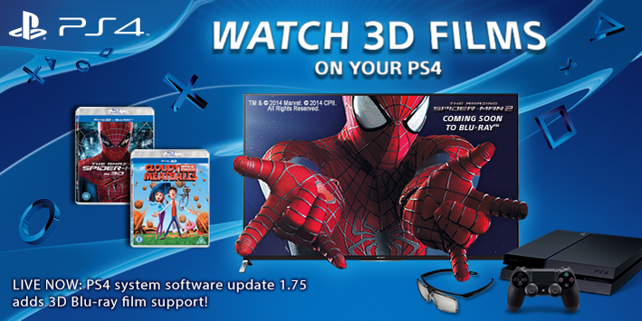 PS4 3D movie update banner.