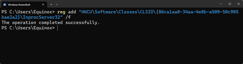 Adding a registry key that changes the right-click context menu back to the context menu from Windows 10. 