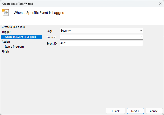 Scheduling a task in the Task Scheduler triggered by an event.