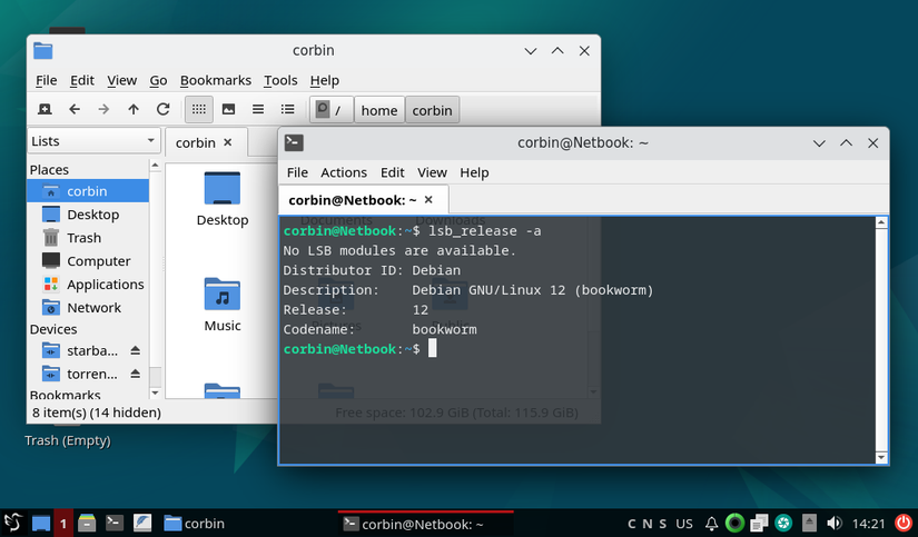 Debian com o ambiente de desktop LXQt