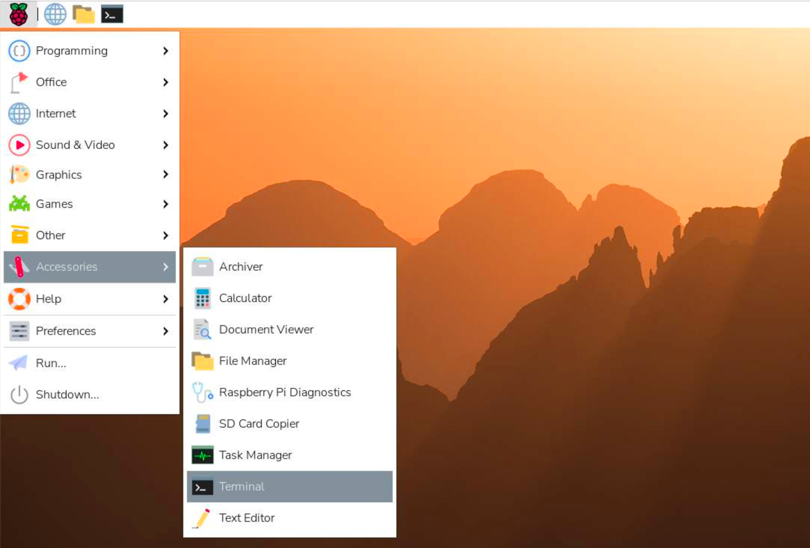 Abrindo o Terminal no Raspberry Pi OS