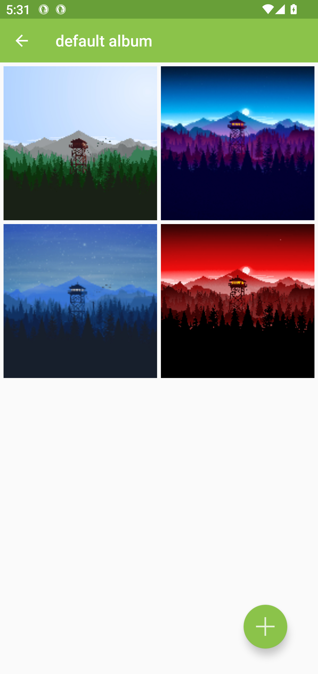 Creating an album with four wallpaper images.