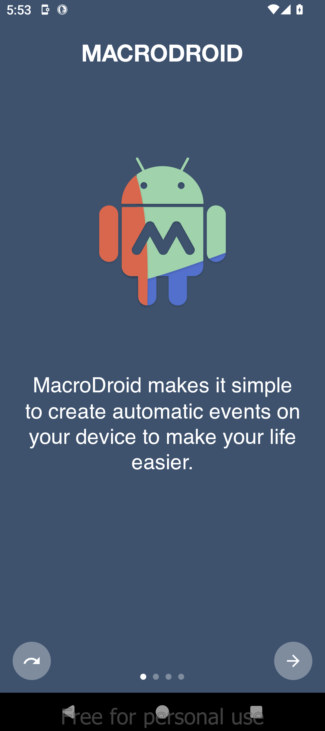 Going through the Macrodroid setup.