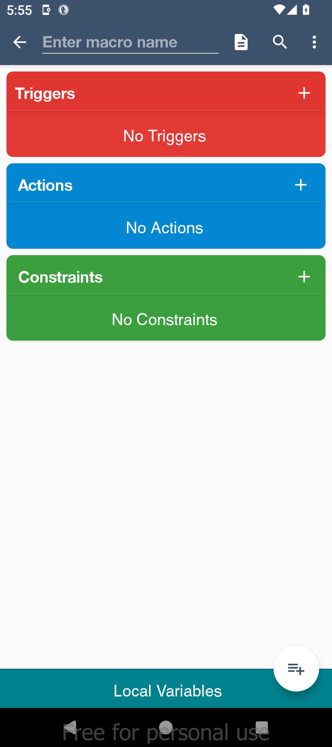 Creating a new Macro with MacroDroid.