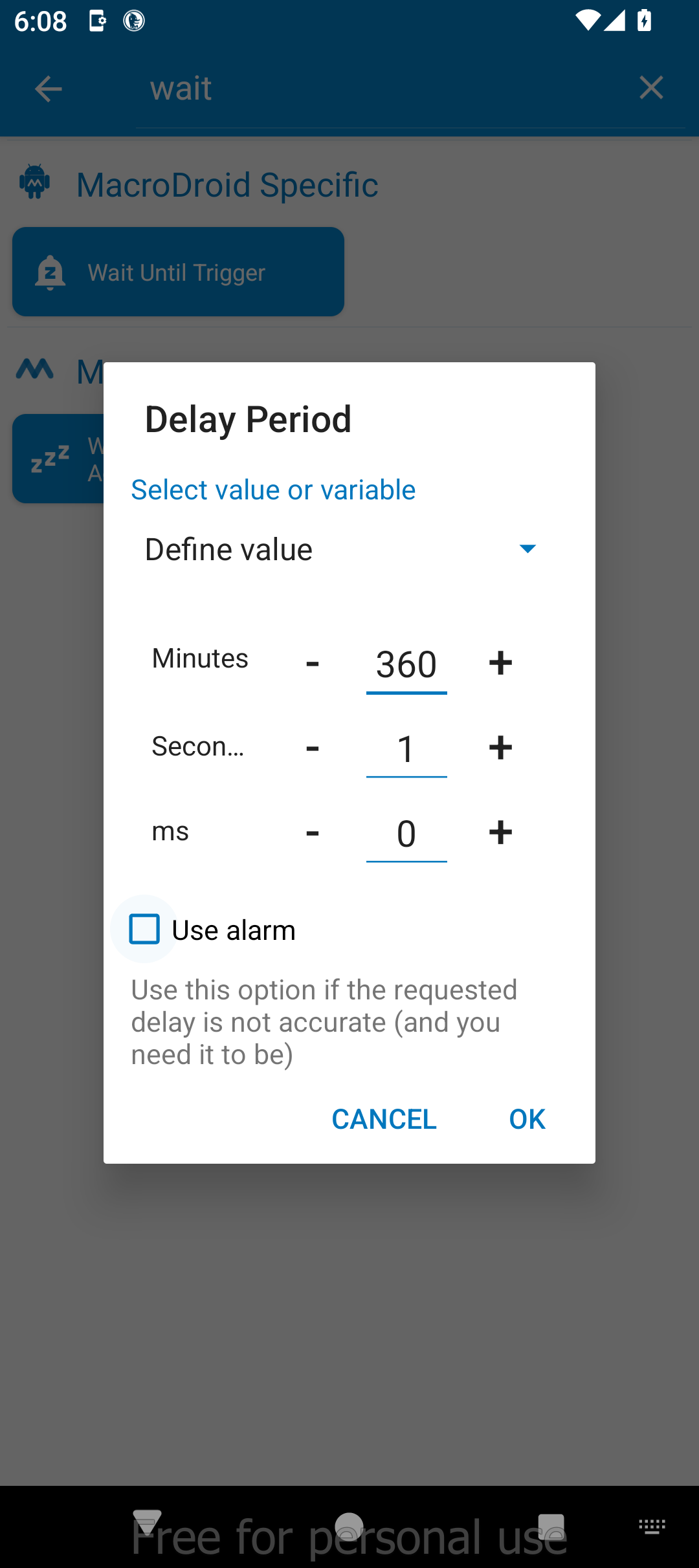Adding a delay period action.
