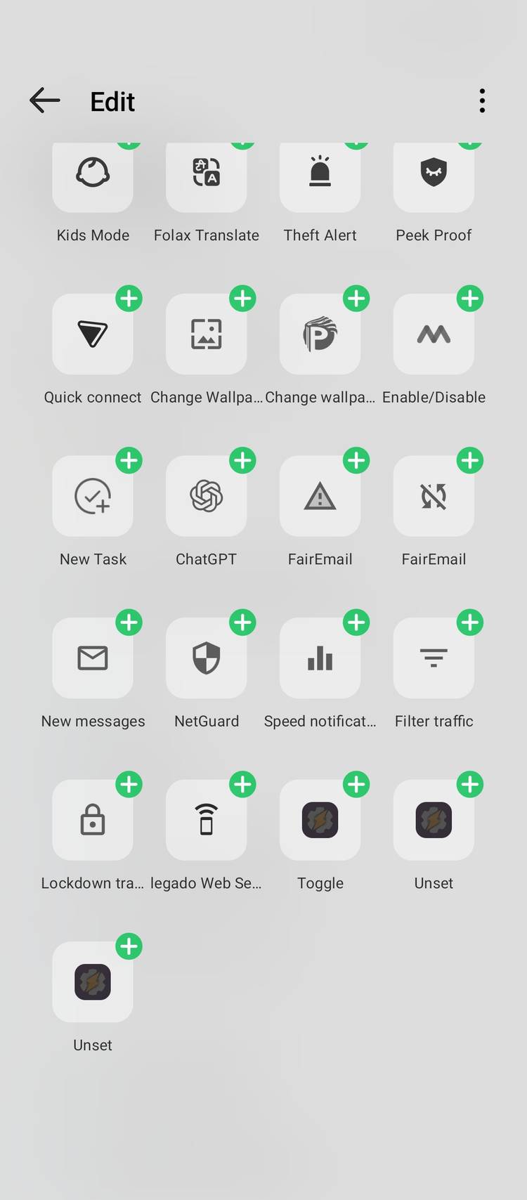 Adicionando NetGuard ao painel de configurações rápidas.