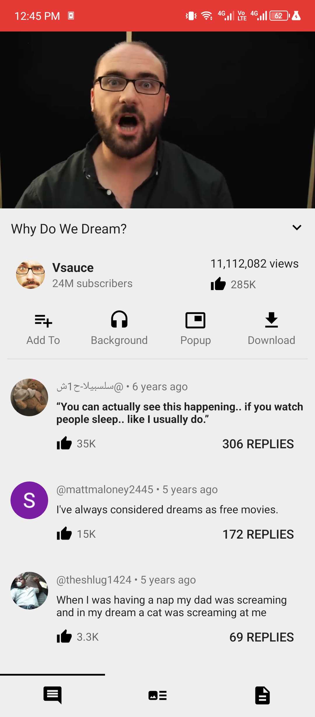 Playing YouTube videos on NewPipe.