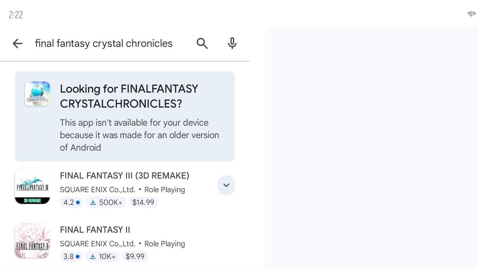 Уведомление в Play Store о том, что игра создана для более старой версии Android.