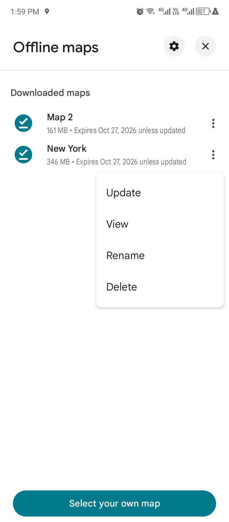 Renaming offline maps.