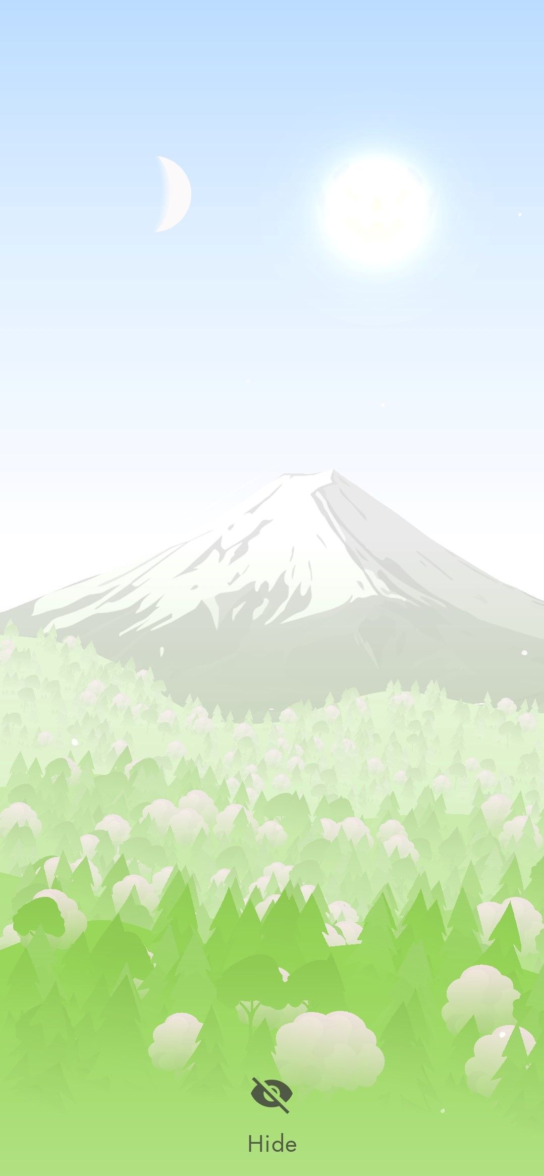 The wallpaper changes based on the time of day.