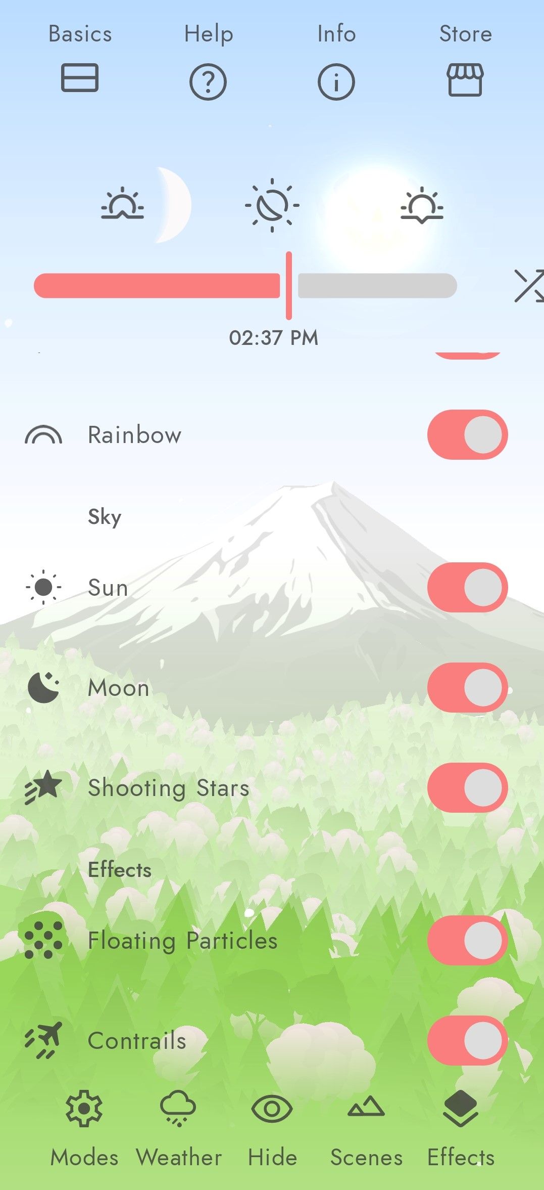 Enabling or disabling live wallpaper effects.