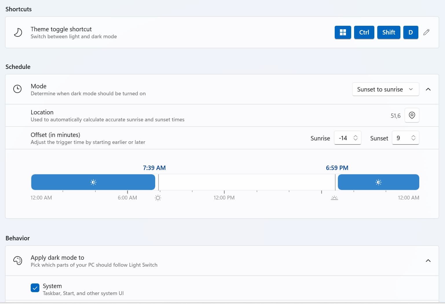 Setting up a dark mode timer on Microsoft PowerToys