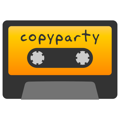 The copyparty logo, which is a retro cassette with the word copyparty in the middle.