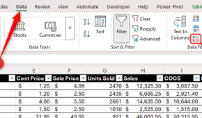 The data validation icon as it appears on a narrow screen in Microsoft Excel.