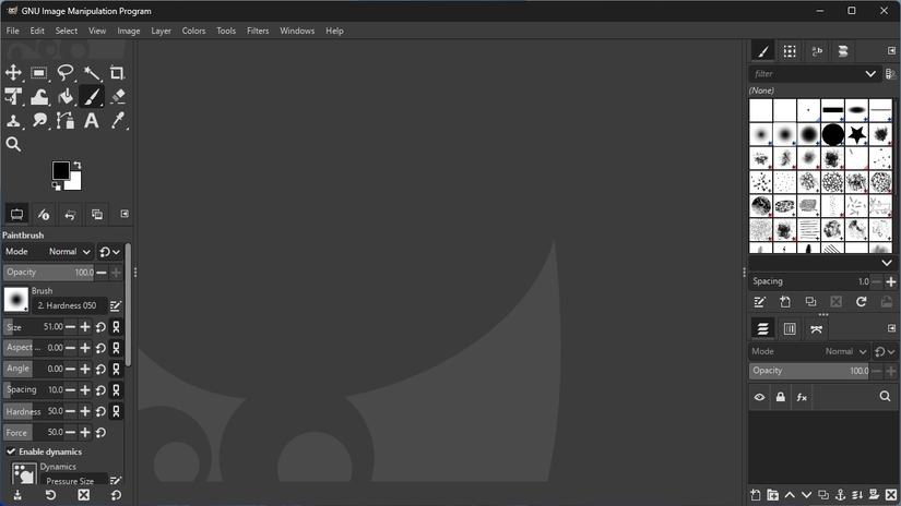 A interface do GIMP no Windows 11. 
