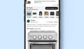 The help me decide button on Amazon being shown above a list of air fryers