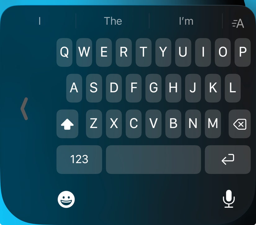 O teclado com uma mão do iPhone.