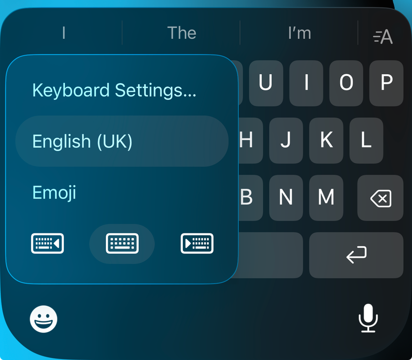 Acionar o teclado com uma mão do iPhone.