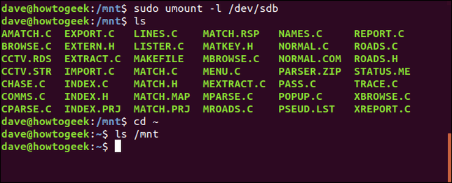 Usando -l flat com umount para esperar até que a unidade não esteja mais ocupada.