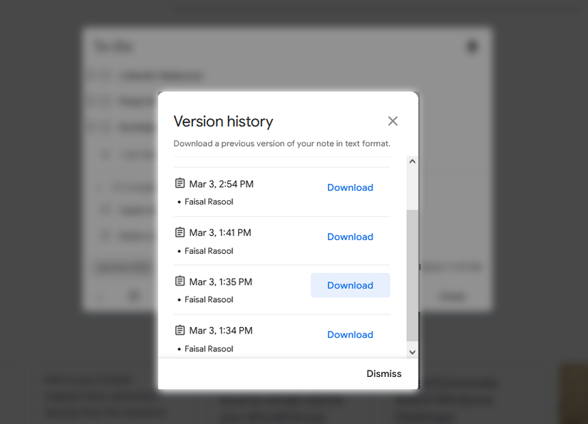 Google Keep Notes have a version history.